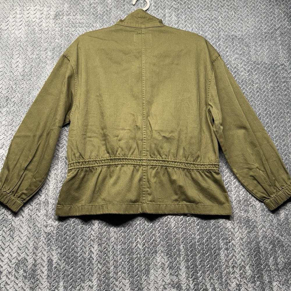 Madewell Jacket Women's XS Olive Green Utility Peplum Button Cotton Blend Light - Picture 3 of 9